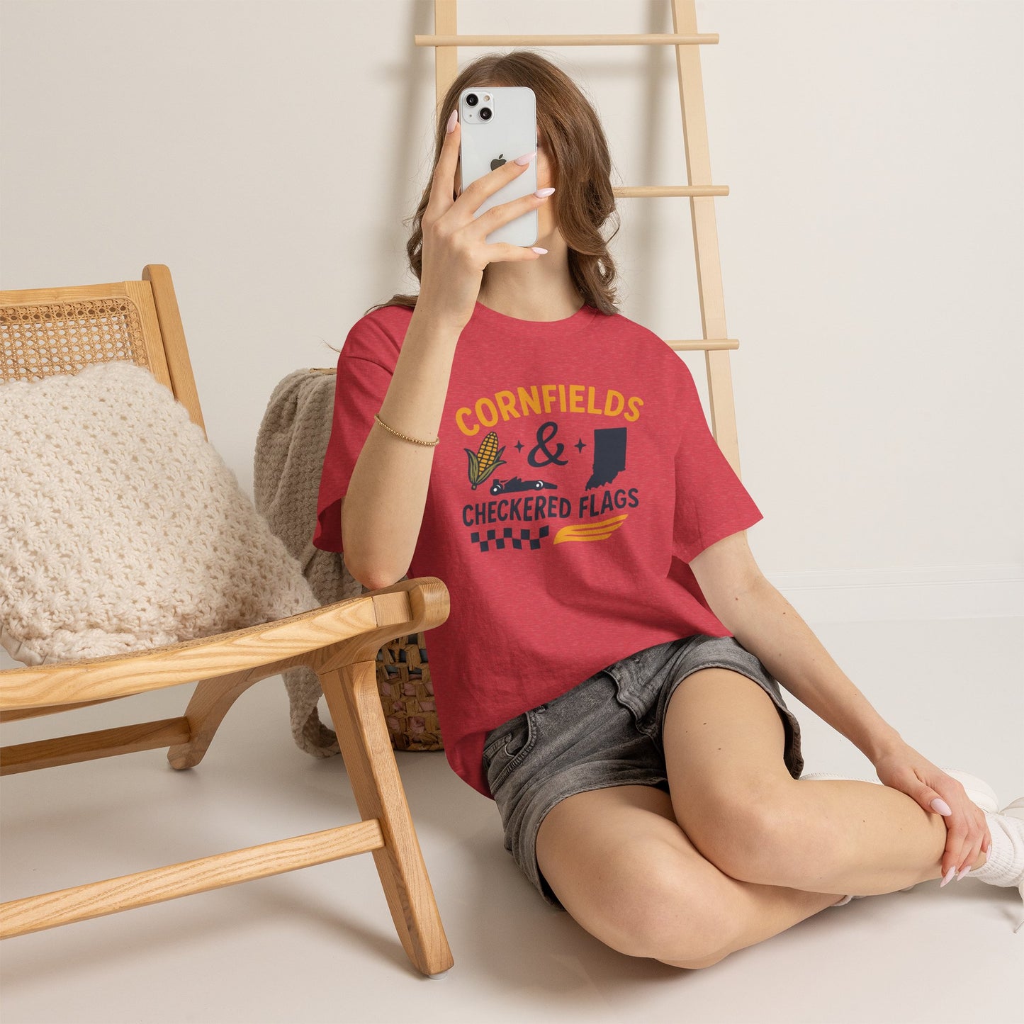 T-Shirt — "Cornfields & Checkered Flags" Indiana Racing Farm Life Tee
