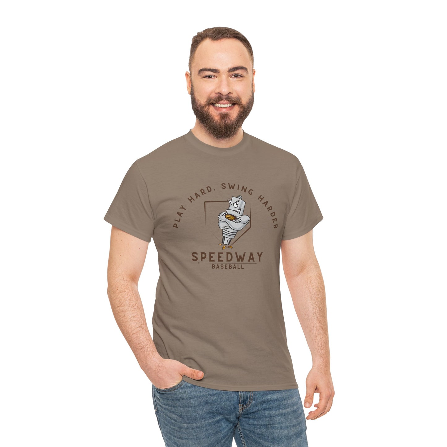 Speedway Baseball T-Shirt — "Play Hard, Swing Harder"