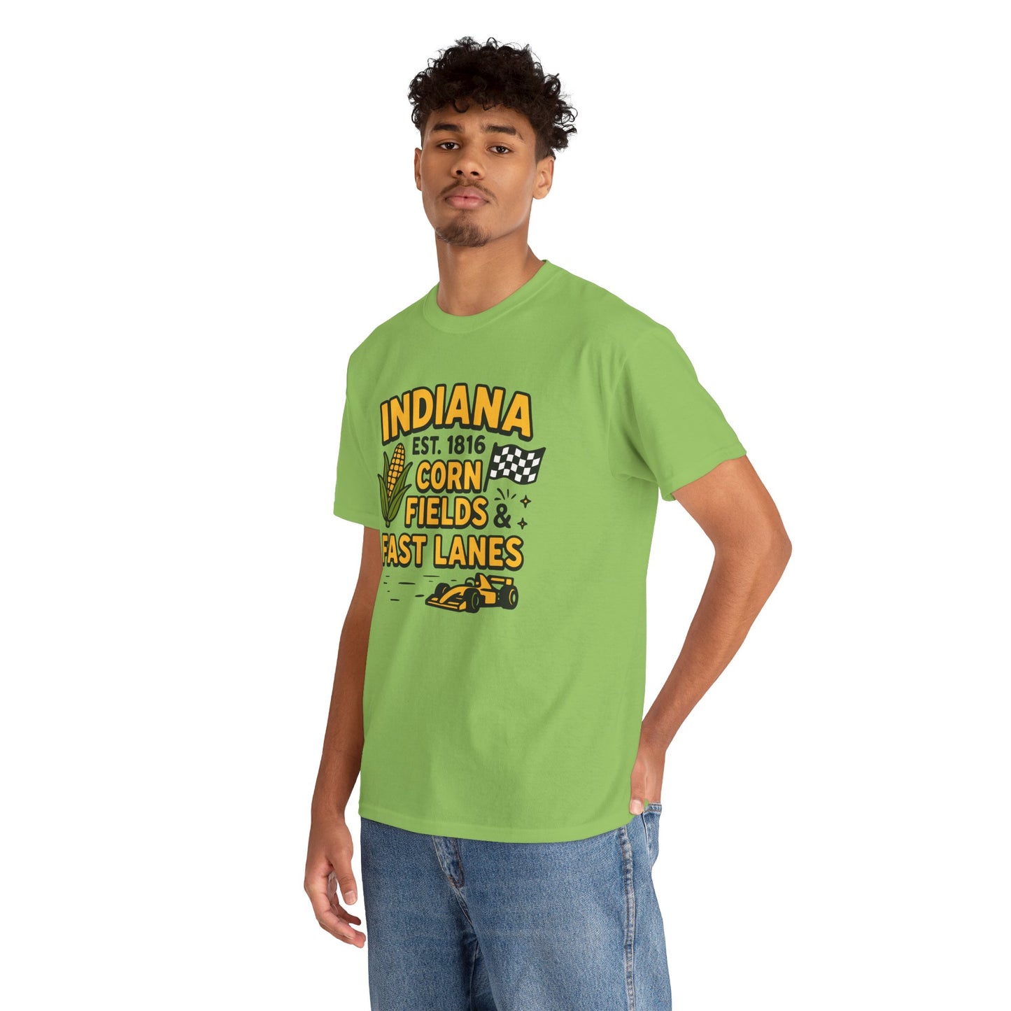 Indiana Corn Fields & Fast Lanes T-Shirt — Indy Racing & Midwestern Pride Tee