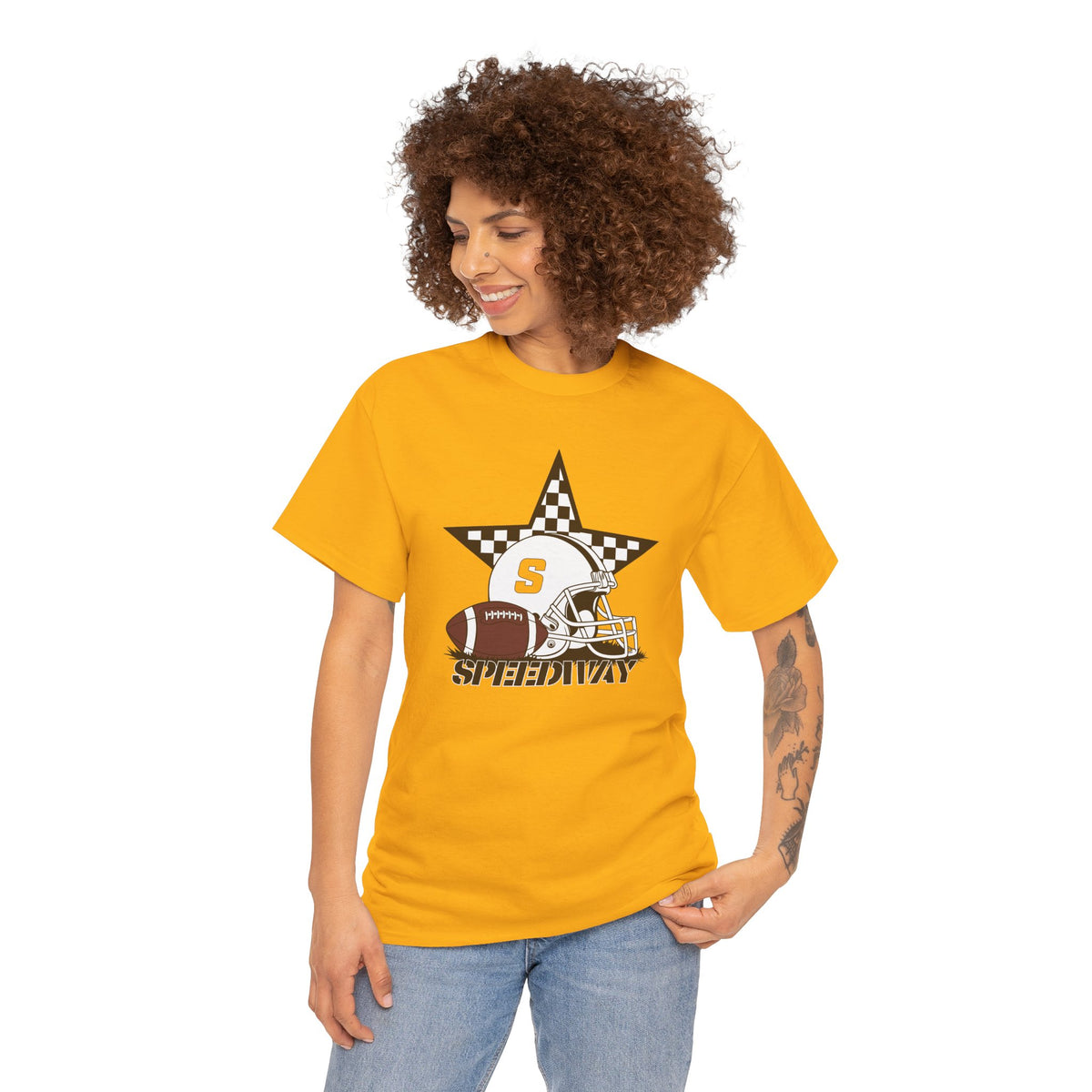 Football Helmet & Star 'Speedway' T‑Shirt