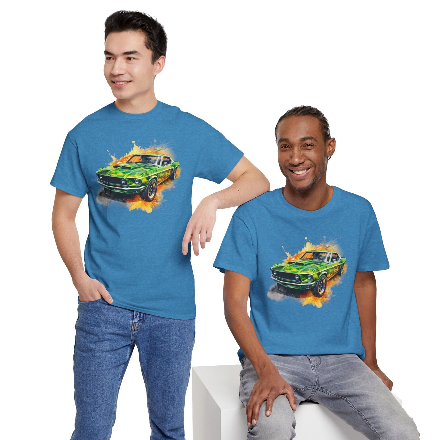 Classic Green Mustang Car T‑Shirt — Vintage Mustang Art Tee