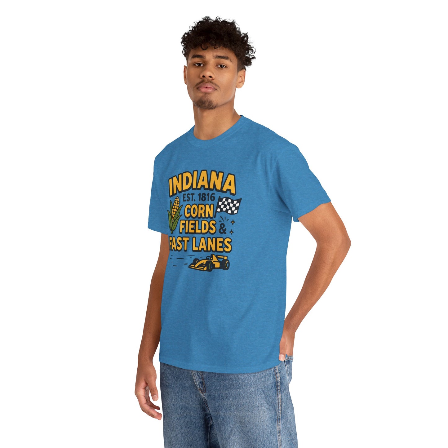 Indiana Corn Fields & Fast Lanes T-Shirt — Indy Racing & Midwestern Pride Tee