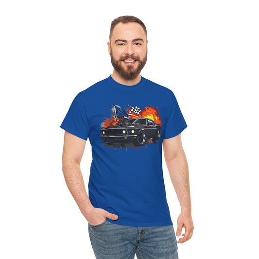 1969 Boss 429 Mustang T‑Shirt — Flaming Mustang Graphic