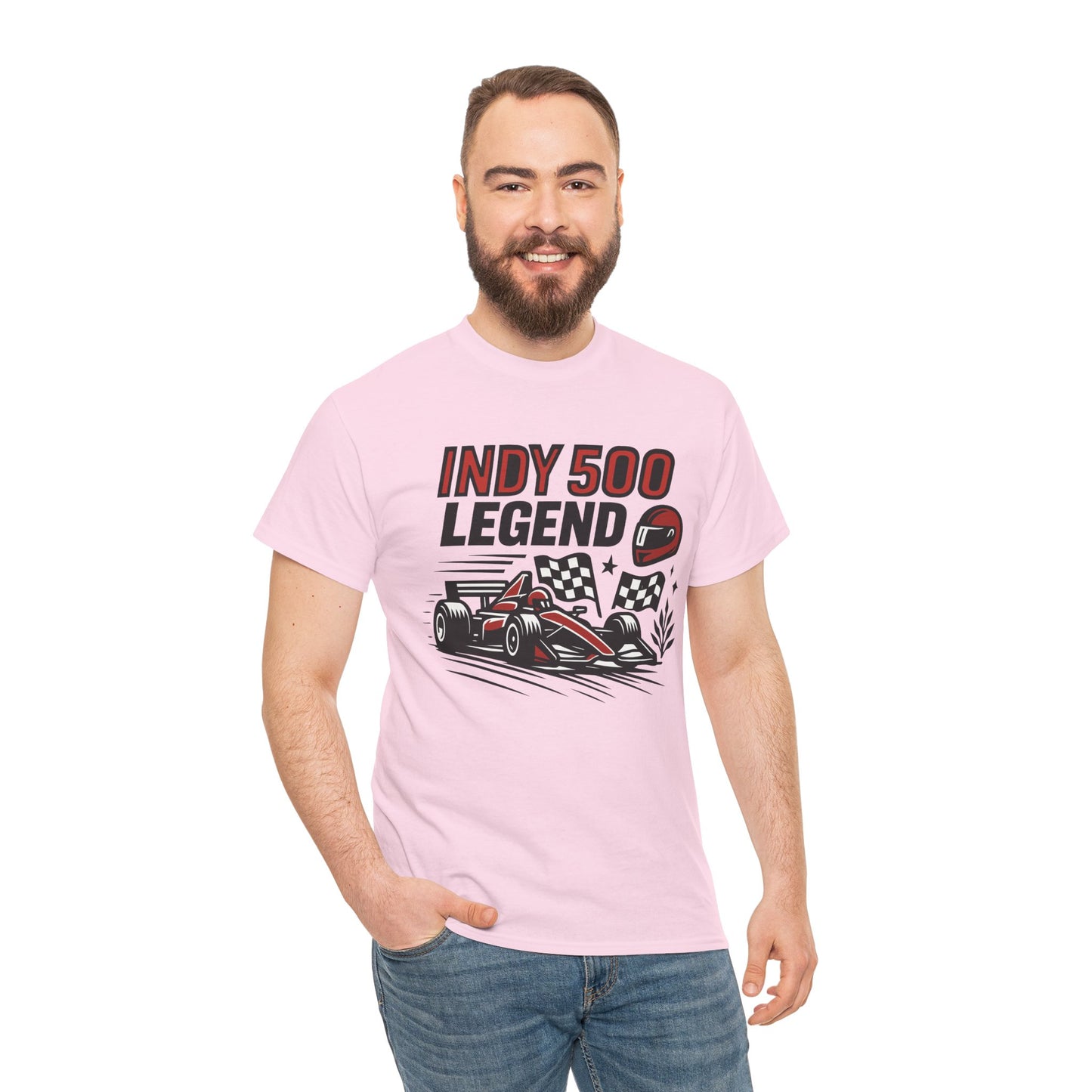 Indy 500 Legend Racing T-Shirt — Vintage Race Car & Checkered Flag Tee
