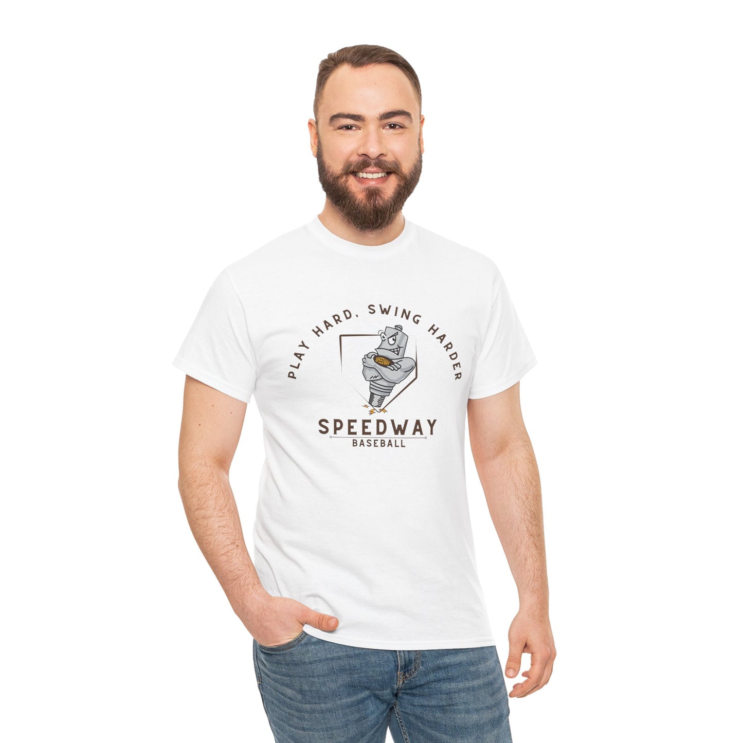Speedway Baseball T-Shirt — "Play Hard, Swing Harder"