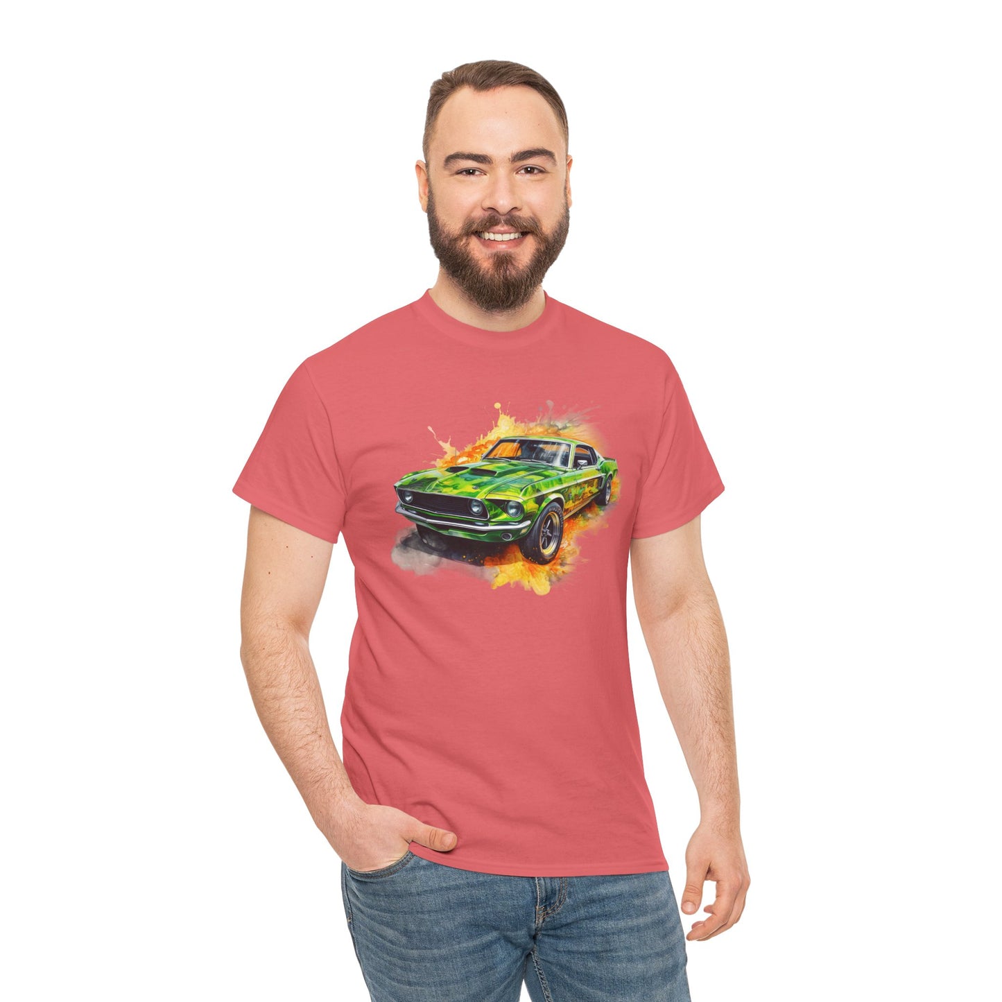 Classic Green Mustang Car T‑Shirt — Vintage Mustang Art Tee
