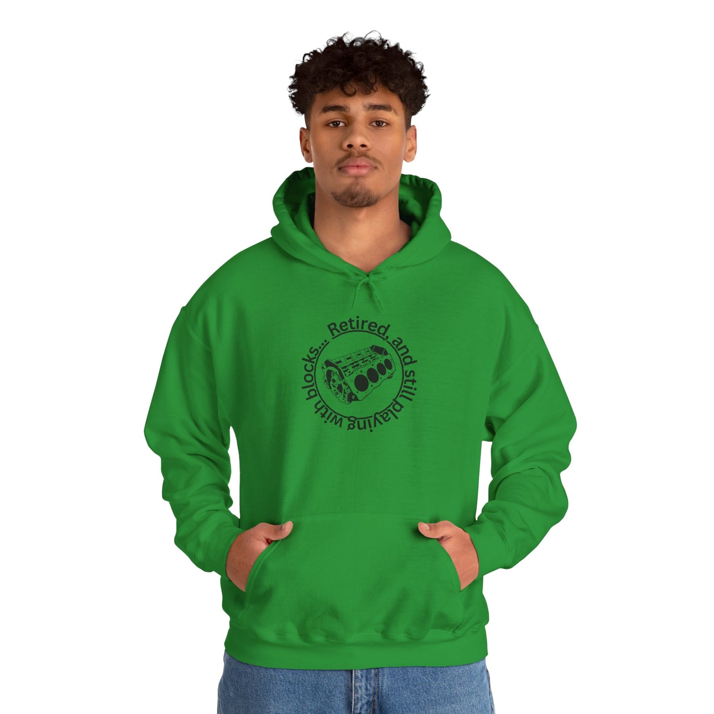 Adult Retired and Still Playing with Blocks Hoodie