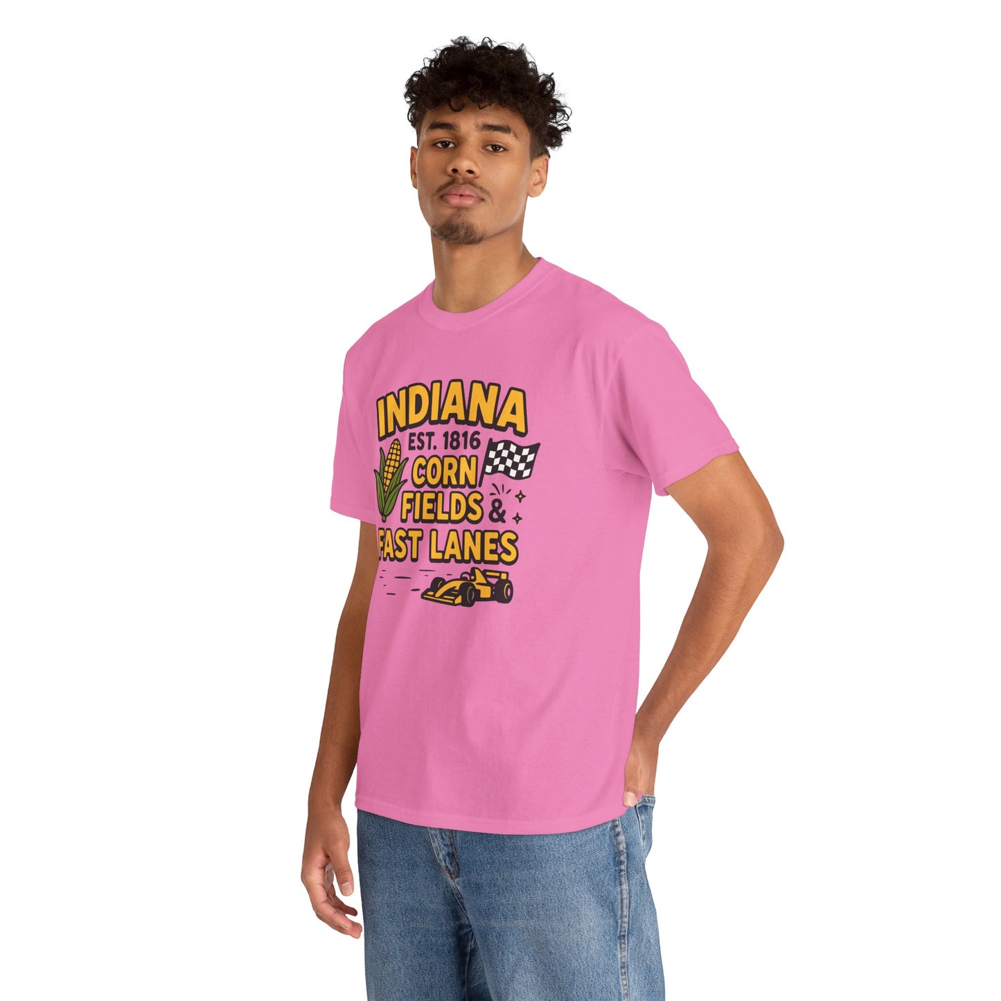 Indiana Corn Fields & Fast Lanes T-Shirt — Indy Racing & Midwestern Pride Tee