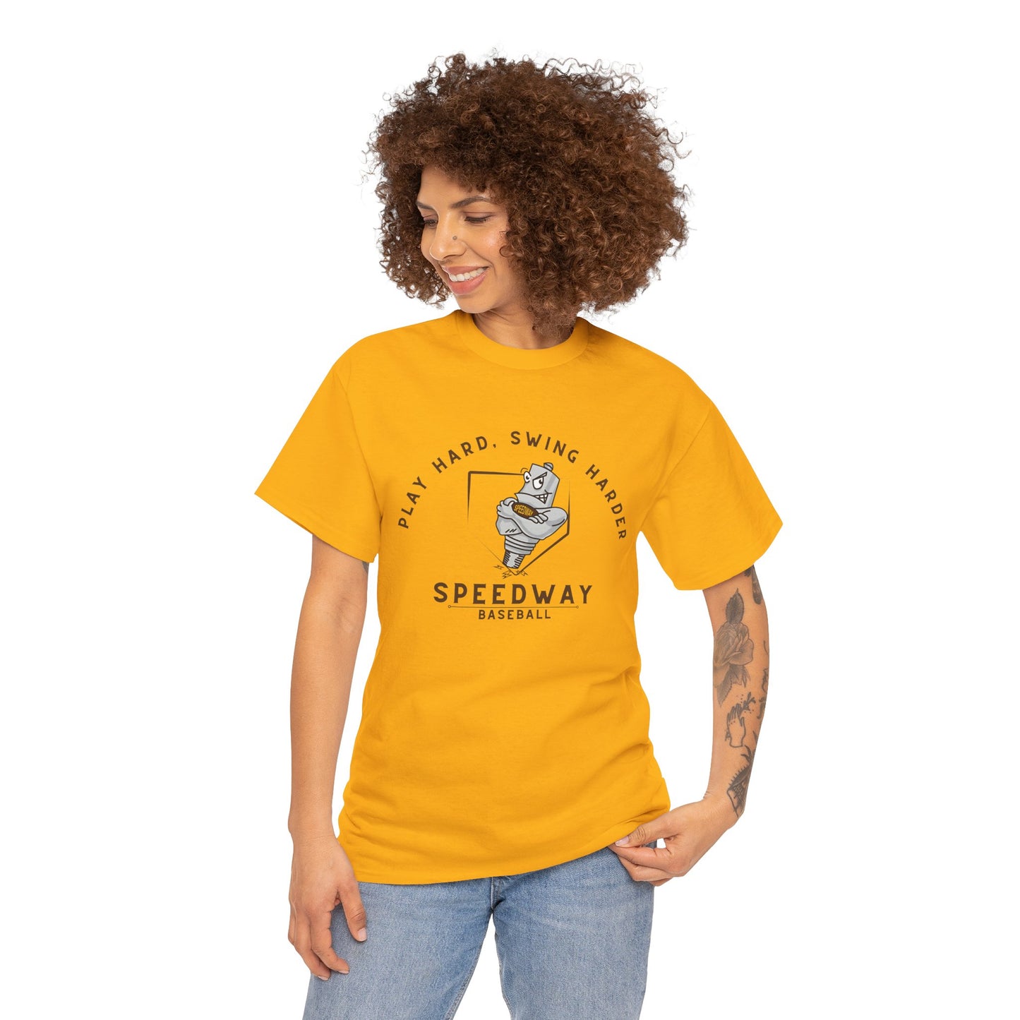 Speedway Baseball T-Shirt — "Play Hard, Swing Harder"