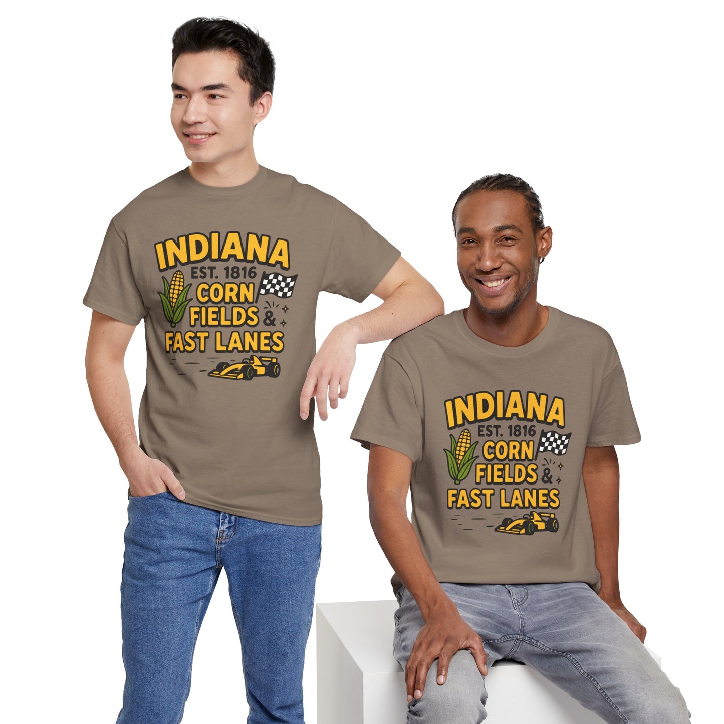 Indiana Corn Fields & Fast Lanes T-Shirt — Indy Racing & Midwestern Pride Tee