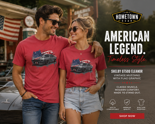 Shelby GT500 Eleanor — Vintage Mustang with Flag Graphic