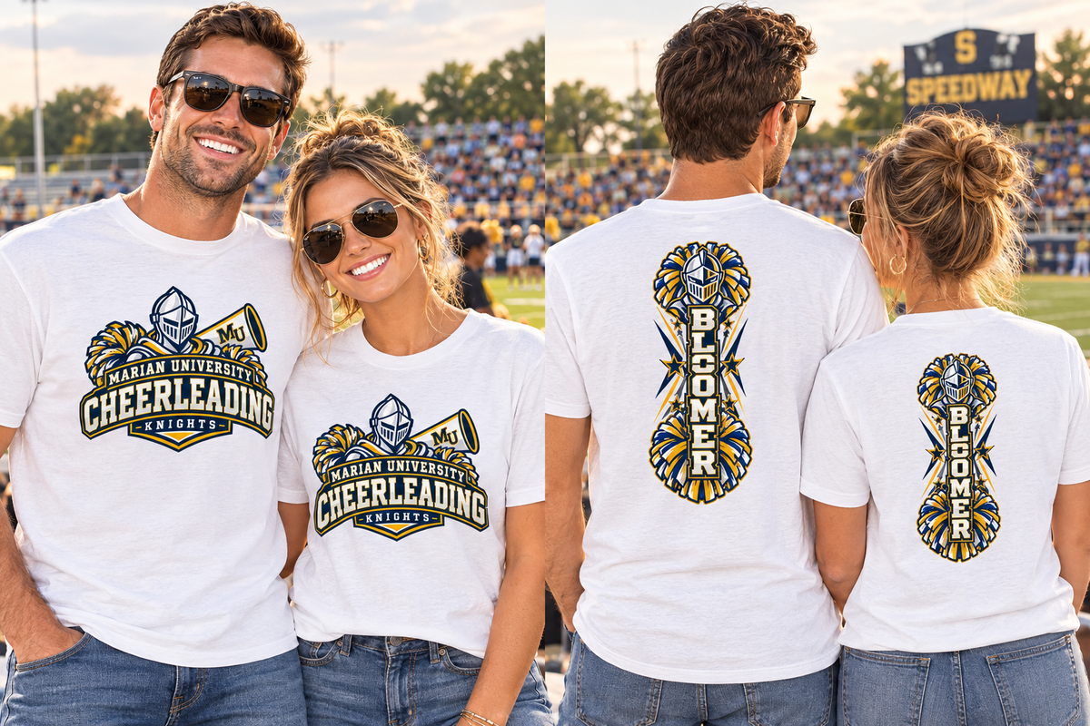 Marian University Cheerleading T-Shirt — 'Bloomer' Knights