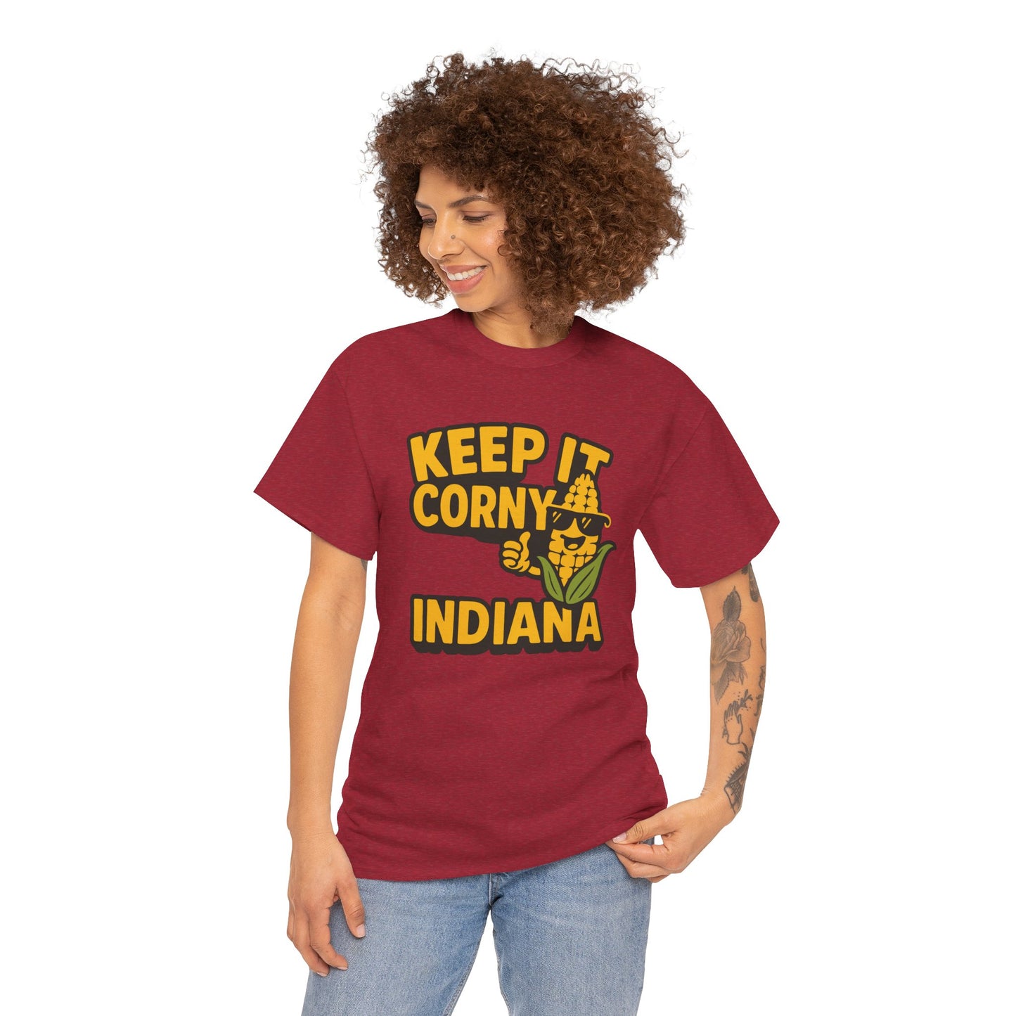 Keep It Corny Indiana T-Shirt — Funny Corn Mascot Tee