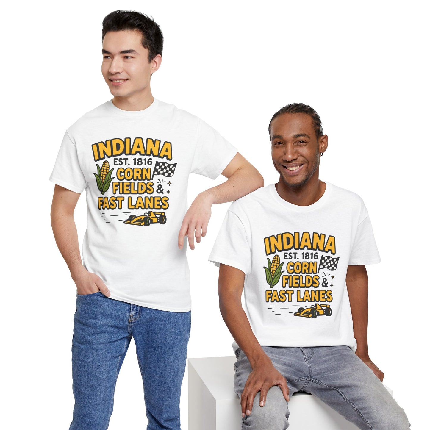 Indiana Corn Fields & Fast Lanes T-Shirt — Indy Racing & Midwestern Pride Tee
