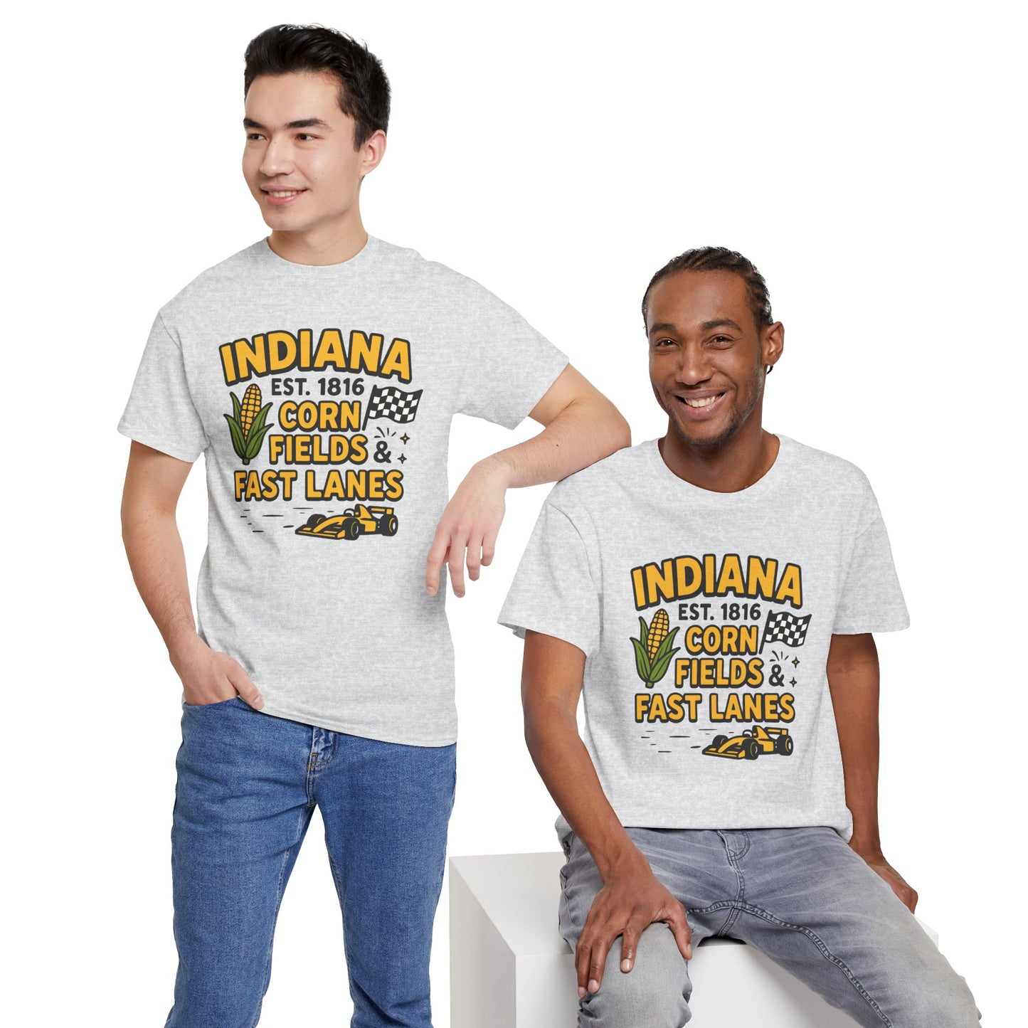 Indiana Corn Fields & Fast Lanes T-Shirt — Indy Racing & Midwestern Pride Tee