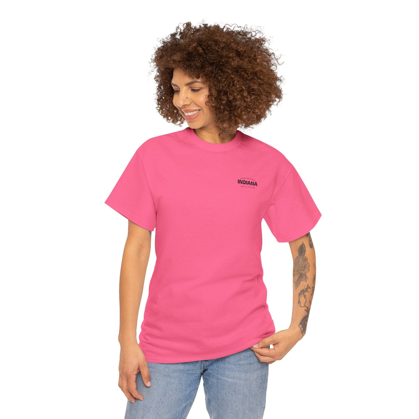 Indiana Outdoor Graphic Tee — State Map Nature & Guitar Design
