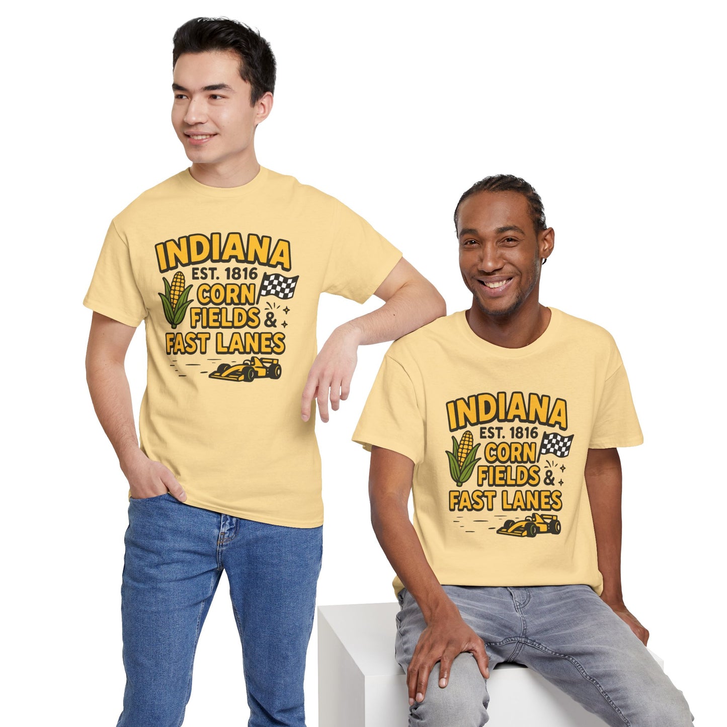 Indiana Corn Fields & Fast Lanes T-Shirt — Indy Racing & Midwestern Pride Tee