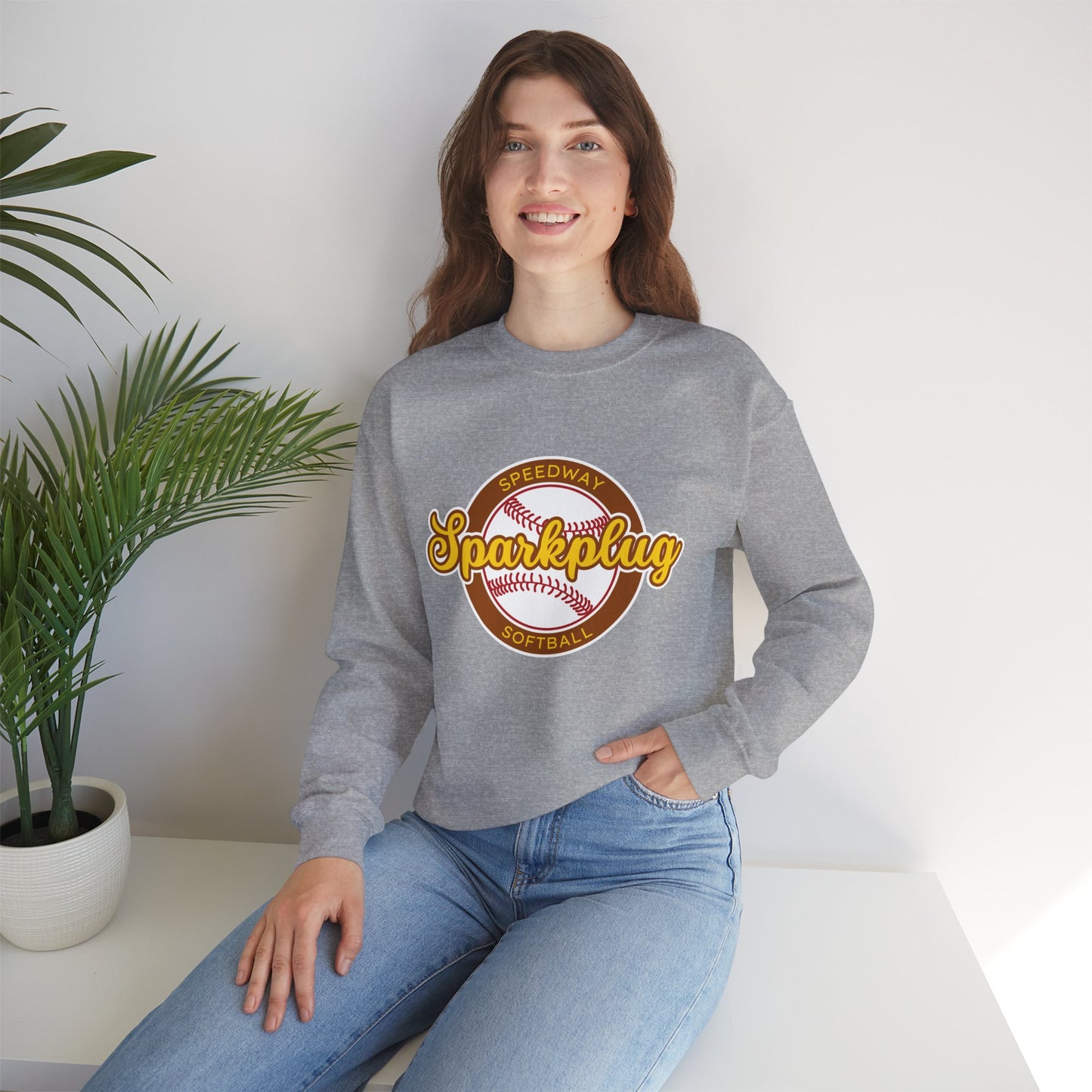 Adult Sparkplug Softball Crewneck Sweatshirt — Vintage-Inspired Team Pullover