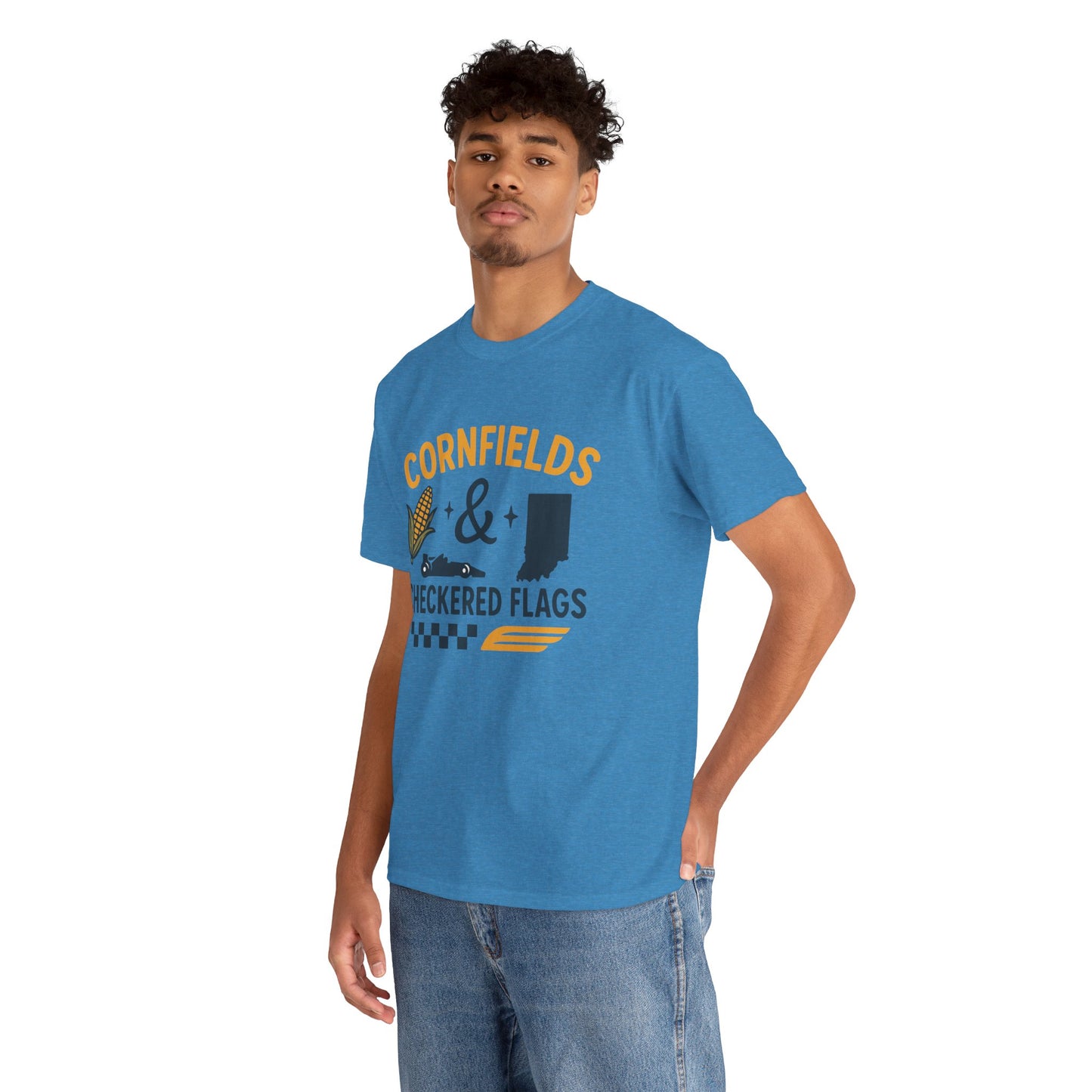 T-Shirt — "Cornfields & Checkered Flags" Indiana Racing Farm Life Tee