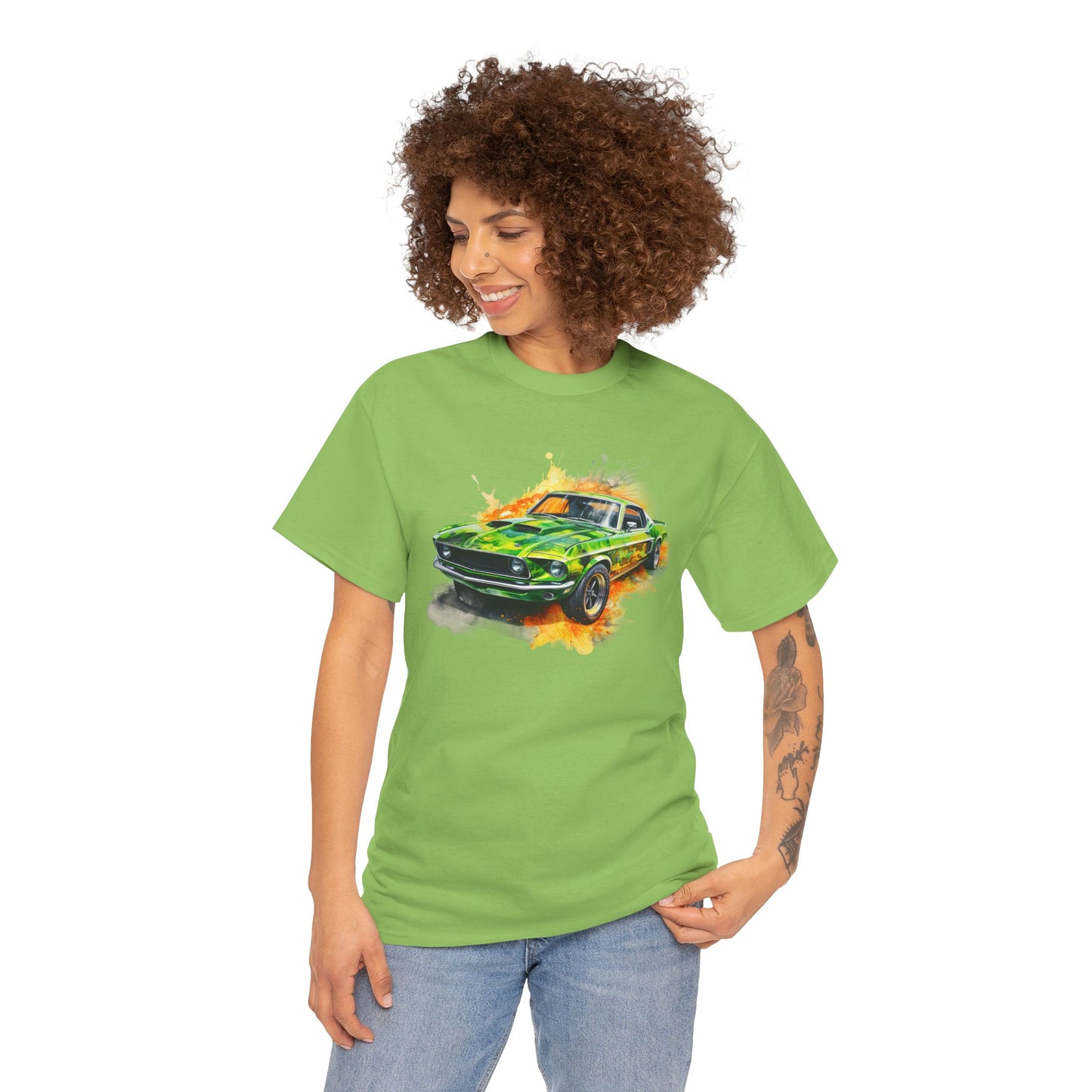Classic Green Mustang Car T‑Shirt — Vintage Mustang Art Tee