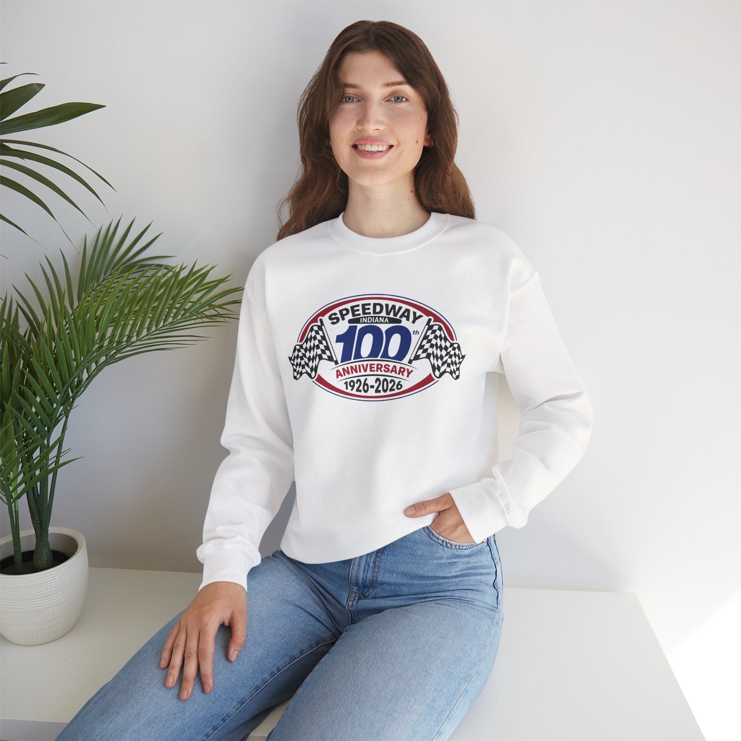 Adult Official Logo Centennial Crewneck Sweatshirt — Speedway '1926–2026'