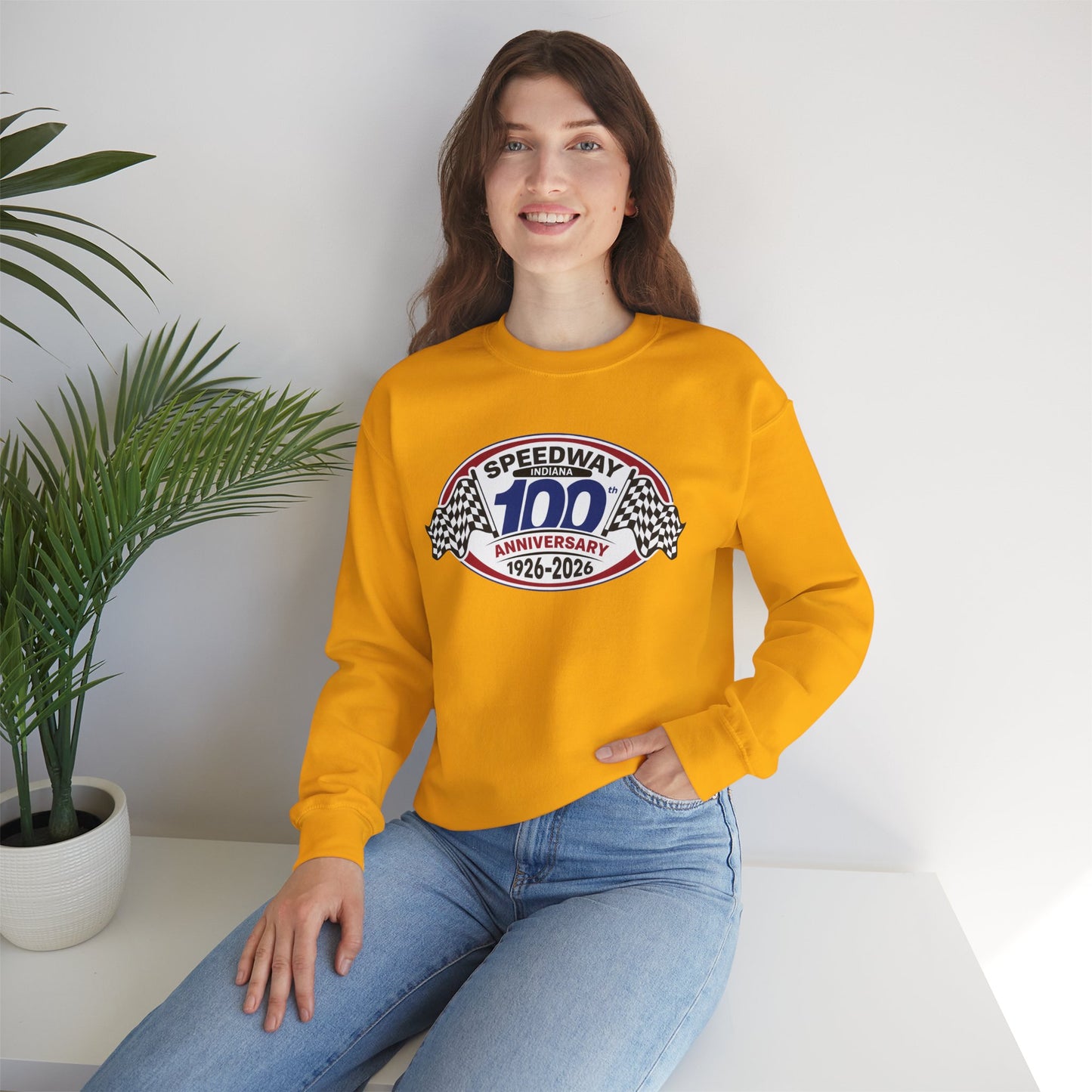 Adult Official Logo Centennial Crewneck Sweatshirt — Speedway '1926–2026'