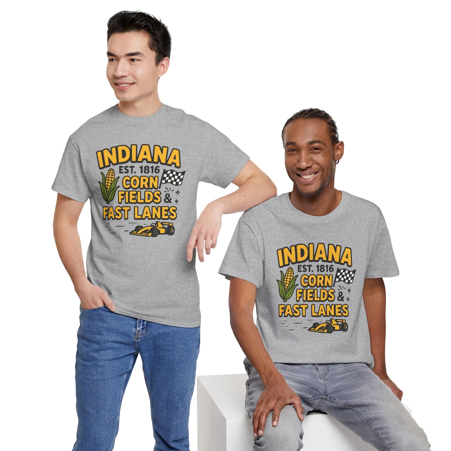 Indiana Corn Fields & Fast Lanes T-Shirt — Indy Racing & Midwestern Pride Tee