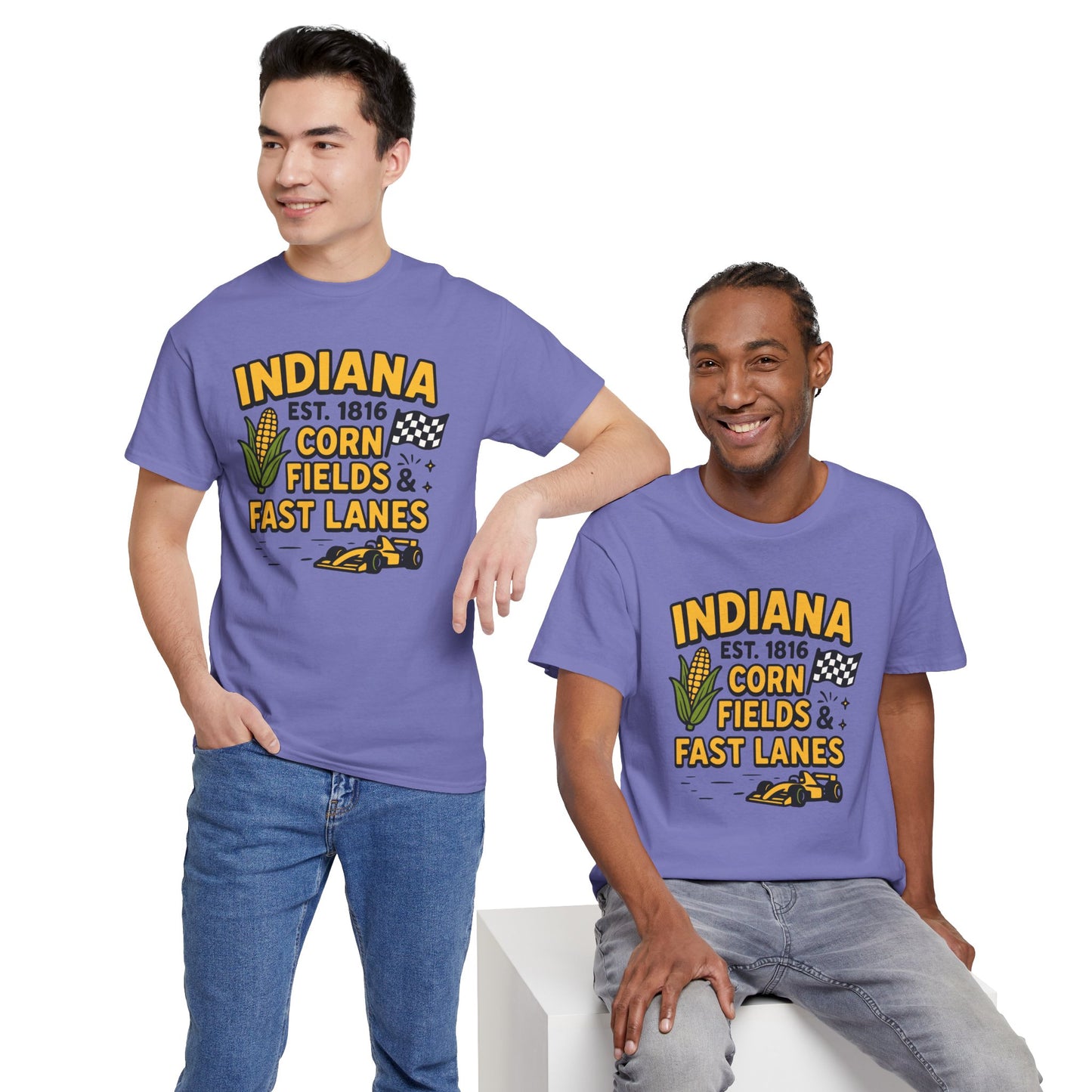 Indiana Corn Fields & Fast Lanes T-Shirt — Indy Racing & Midwestern Pride Tee
