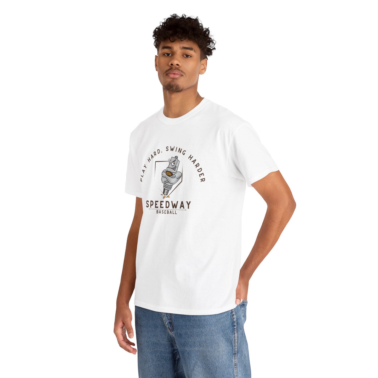 Speedway Baseball T-Shirt — "Play Hard, Swing Harder"